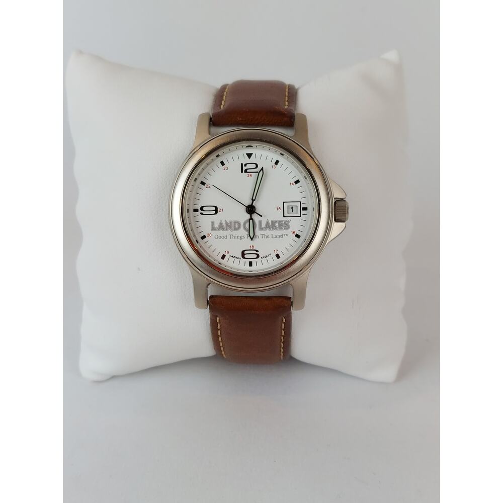 Land O Lakes Unisex Watch Brown Leather Band Excellent Condition